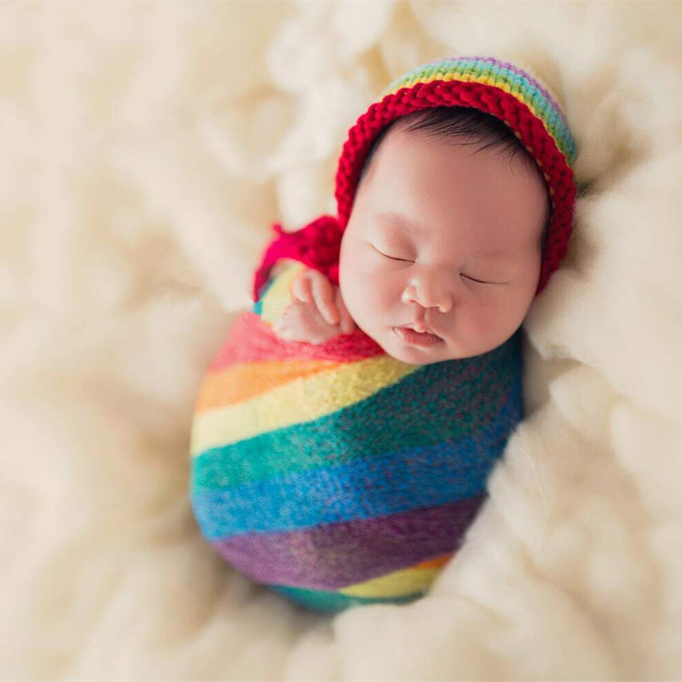 Newborn Photography Blanket: Elastic Striped Wrap Swaddle for Infants, Soft Photo Prop, Cozy for Photos, Newborn Size