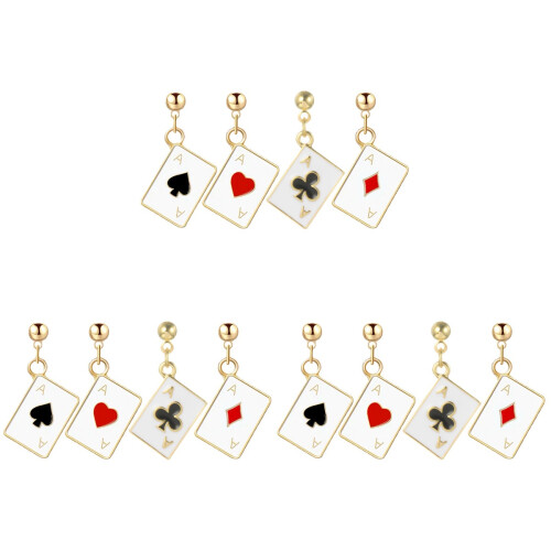 6Paires Boucles D'oreilles Décoratives Poker Style Unique 1