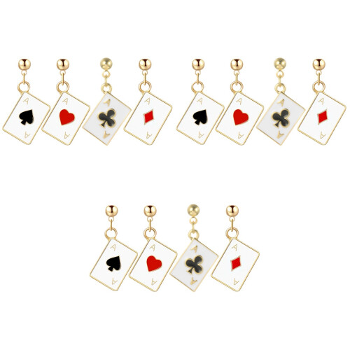 6Paires Boucles D'oreilles Décoratives Poker Style Unique 2
