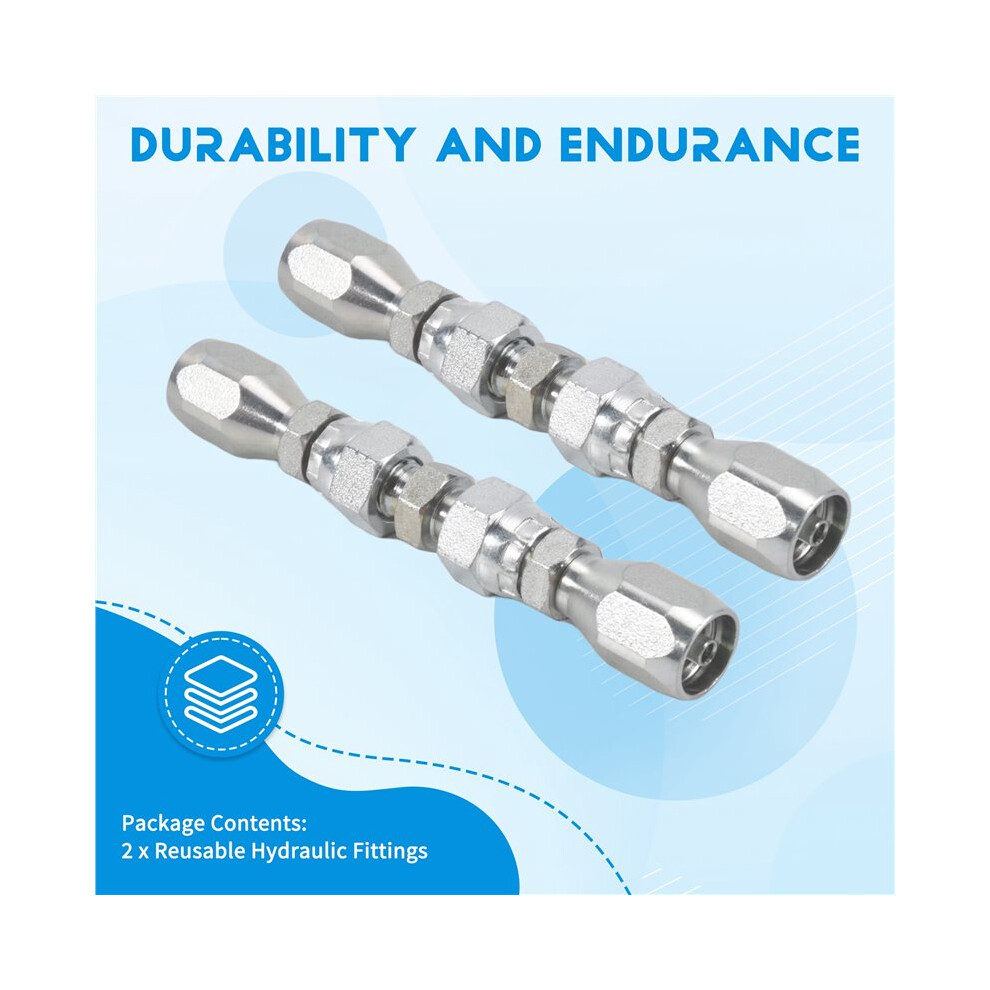 2Pcs Hydraulic Hose Repair Kit, Reusable, 2-Wire Reusable Hydraulic Repair Fitting 1/4Inch 6031085194913