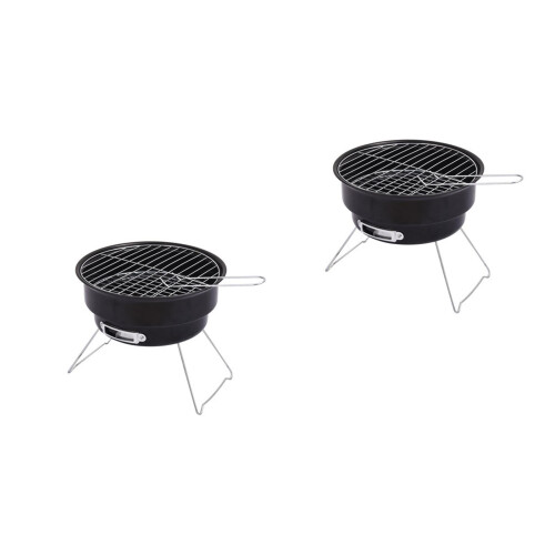 2Pièces Bbq Tabletop Noir Acier Inoxydable Durable Portable 2