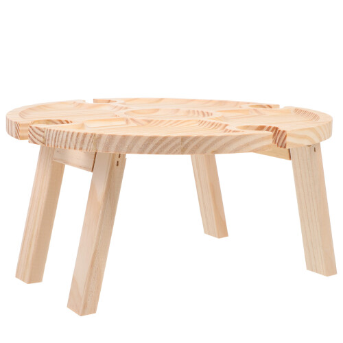 2Pièces Table Bois Beige Compacte Pour Snacks Verres À Vin 2