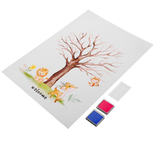5Ensembles Décorations Papier Multicolores Arbre Empreintes Bébé 1