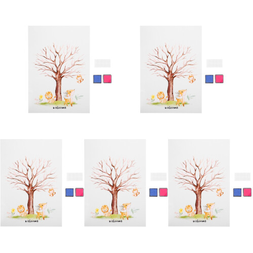 5Ensembles Décorations Papier Multicolores Arbre Empreintes Bébé 2