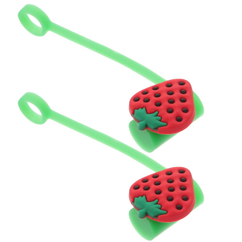 10Pcs Strawberry Shape Tips End Cover Green Reusable Caps 2