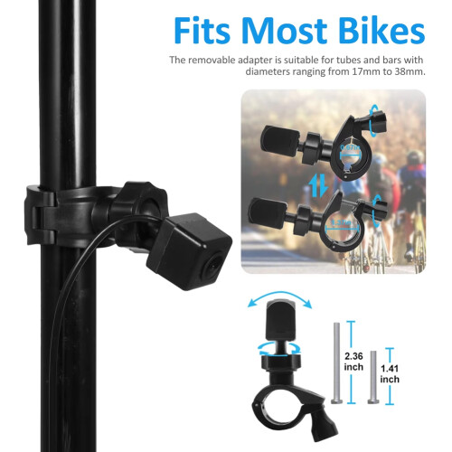 Handlebar Bike Mirror Bicycle Rear View Camera with 4.3 in Screen Night Vision Function 150Wide View Adjustable Bracket 2