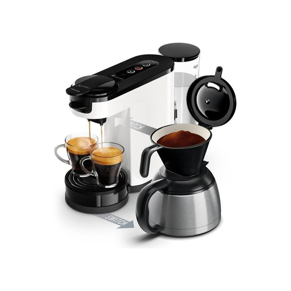 Philips Pod Coffee Maker - Senseo - Hd6592/05 - 2-In-1 Pod & Filter Switch - White White,Brown