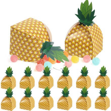 50PCS Pineapple Candy Cookie Box Hawaiian Party Gift Packing Box Bag Luau Summer Birthday Wedding Decoration