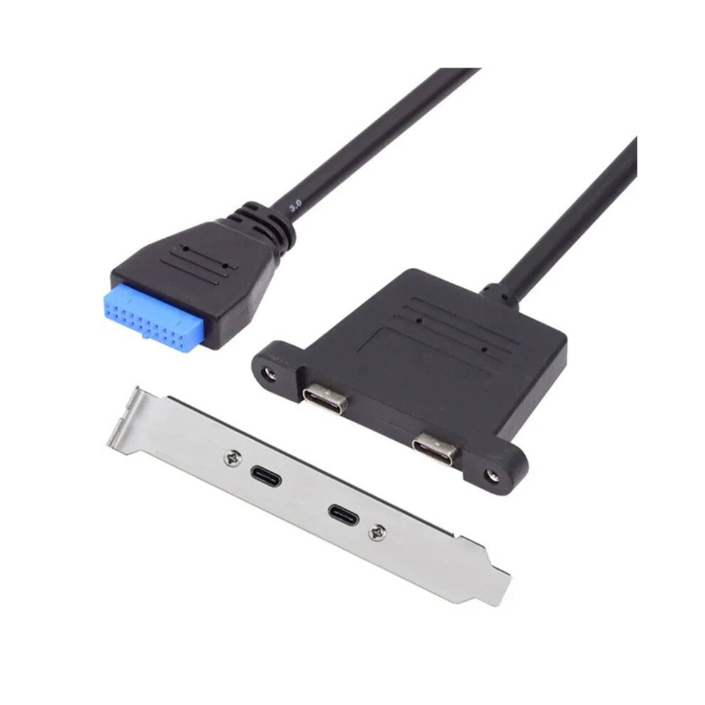 0.5M Front Pci Card Slot Usb 3.1 Port Expansion 20Pin Female To Dual Type-C Female Data Cable With Bezel 4712693159960
