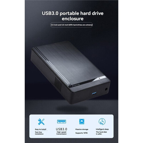 ShuoLe 3,5 Polegadas HDD Case USB 3.0 para  Gabinete de Disco Rígido Externo Adaptador de Alta Velocidade para Disco SSD de 2,5/3,5 Polegada HDD 1