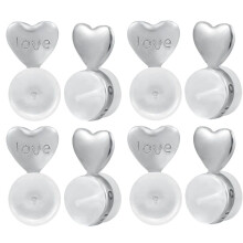8PCS Earring Backs for Droopy-Ears, Earring Lifter Backs Replacements for Heavy Earrings,White Gold