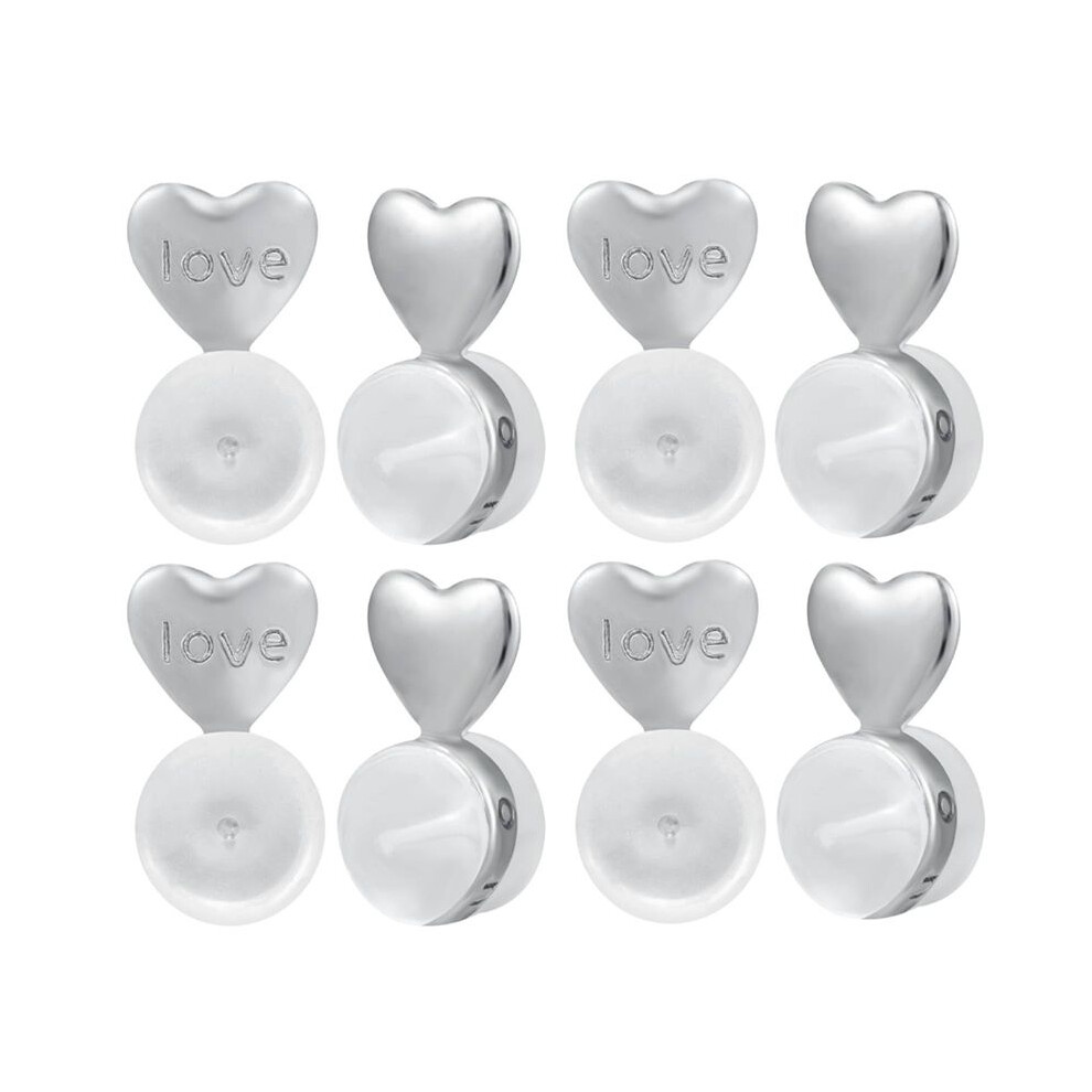 8Pcs Earring Backs For Droopy-Ears, Earring Lifter Backs Replacements For Heavy Earrings,White Gold 4713594943801