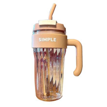 Eenvoudige, Handige Plastic Beker met Grote Capaciteit, Meisje, Kantoormok, Handvat, Stro, Waterbeker, Paar Drinkbeker, Koffie