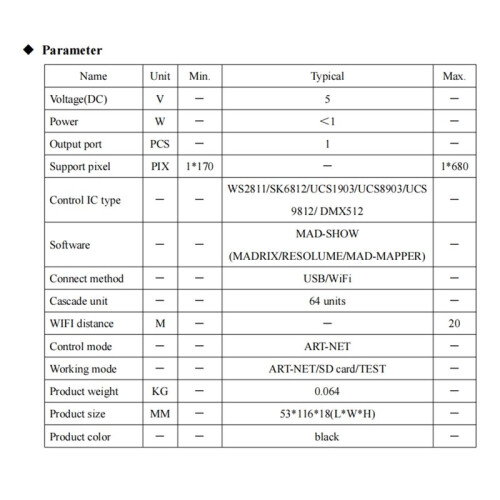 DC5V AN104 WIFI Led Controller Support ARTNET/Built-in Effect/DMX Code Writing Mode with Adapter(A) 1