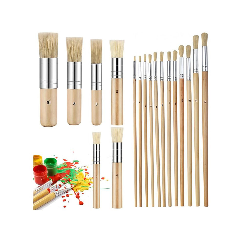 18 PCS Wooden Stencil Brushes Template Art Paint Brushes Painting for Acrylic Oil Watercolor Art Painting DIY Crafts