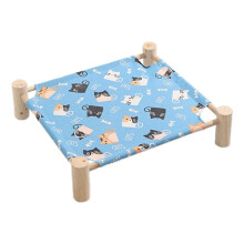 Cat and Dog Hammock Bed Wooden Cat Hammock Elevated Cooling Bed Detachable Portable Indoor Outdoor Pet Bed Suitable I