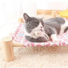 Lettino per Amaca per Cani e Gatti Amaca per Gatti In Legno Lettino di Raffreddamento Rialzato Lettino per Animali Domestici Portatile per Interni Ed