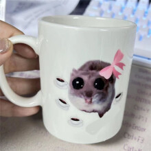 Hamster Mug Sad Hamster Meme Hamster Mug Printed Mugs with Sad Hamster Meme Cuttie Mug Good Morning Little Girl