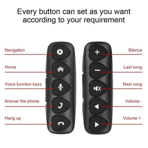 Wireless Steering Wheel Remote Control for Car - 10 Keys, Music Playback, DVD, Multimedia, Android Navigation