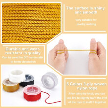 131Yd/120m 1,5 mm Gedrehte Nylonschnur, 3-Lagig, Satin-Nylon-Besatzschnur, Makramee-Fadenschnur, Geflochtene Perlenschnur, 5 Farben