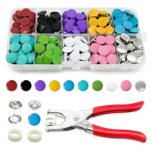 Metal Snaps for Fabric 10 Colors Solid Sewing Snaps with Fastener Pliers Pressing Tool Kit for DIY Crafting Clothing
