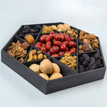Wooden Holiday Hexagonal Star Tray for Friends, Fruit Plate Storage Box, Decorative Ornaments and Crafts Brown