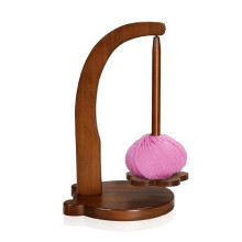 HanaWood Garnhalter zum Stricken und Häkeln, Häkelgeschenk für Strickliebhaber, Holzgarnspinner zum Häkeln