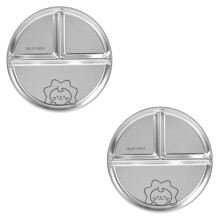 2PCS Geteilter Westlicher Speiseteller Aus Edelstahl für Nudelgerichte, Salat, Grillteller, Stapelbarer Frühstücksteller, Geschirr, A