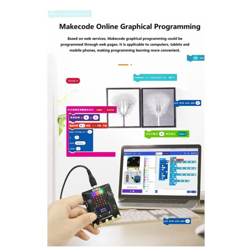 Block:Bit Programmable Development Board Designed for Program Education Upgraded From Micro-Bit, with OLED Screen(B) 2