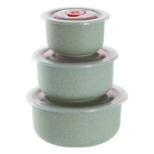 Bento Box Fiambrera de Paja de Trigo Ensaladera Ecológica con Tapa Puede Ser un Recipiente de Almacenamiento de Alimentos para Microondas Verde