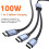 2 in 1 PD 100W USB Type C Cable USB C Fast Charging Charger Cable for  17   Power Splitter 5