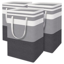 3Pack Collapsible Laundry Basket, Waterproof,Freestanding Laundry Hamper with Extended Handles for Clothes Toys 75L