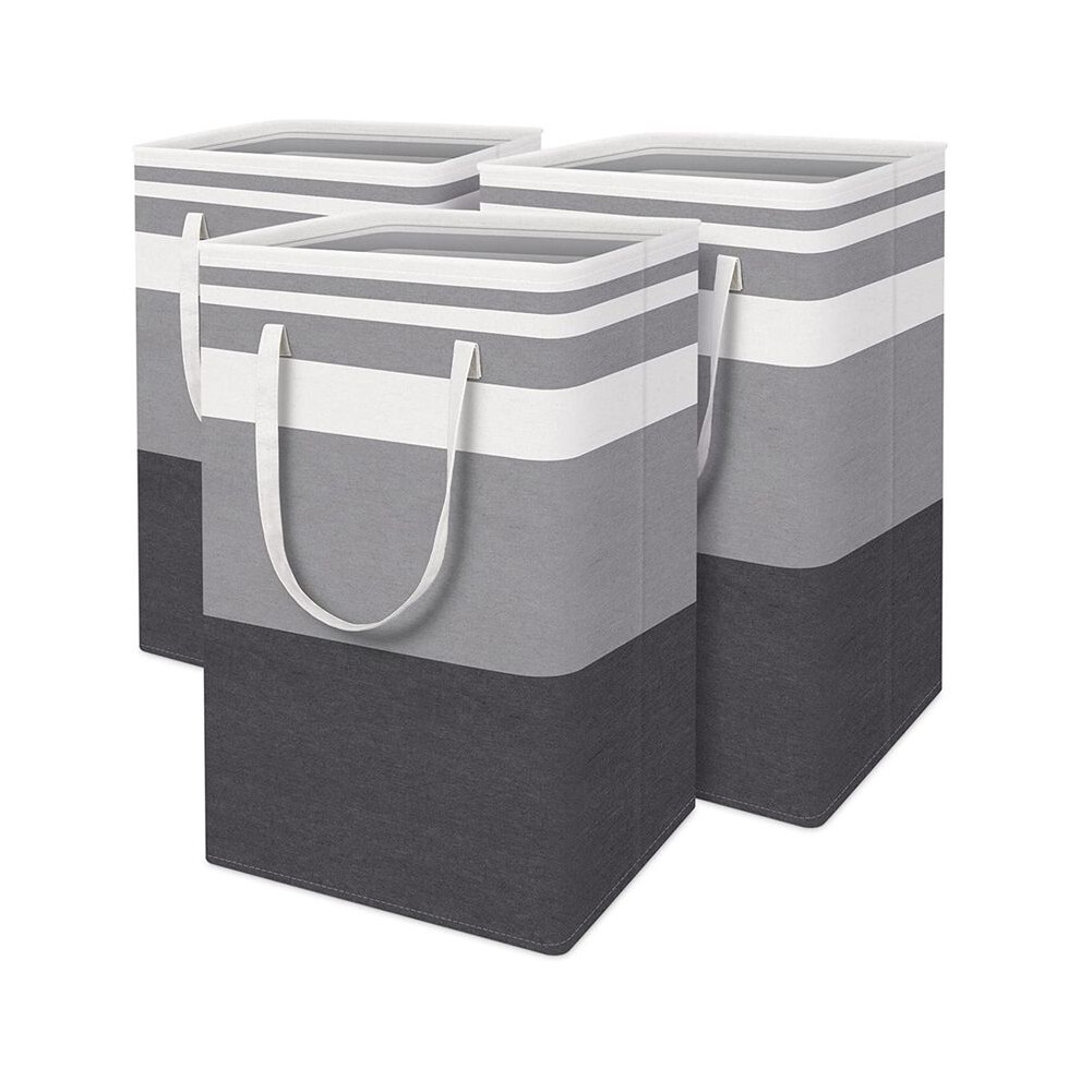 3Pack Collapsible Laundry Basket, Waterproof,Freestanding Laundry Hamper with Extended Handles for Clothes Toys 75L