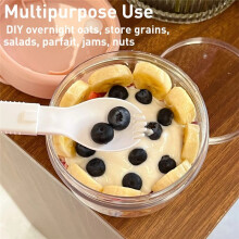 2PCS 20Oz Overnight Oats Container with Lid and Spoon - Portable Oatmeal Breakfast Cup for -The-Go