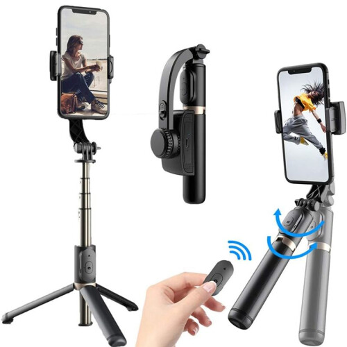 Gimbal Stabilizer Selfie Stick Foldable Wireless Tripod with  Shutter Monopod for IOS Android 1