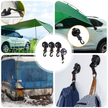 4Pcs Heavy Duty Suction Cup with D 360 Rotating Camping Suction Hooks Car Suction Cups Anchor for Awning-Red