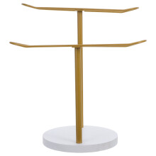 Stylish Gold Headband Rack Organizer Metal with Stable Wood Base