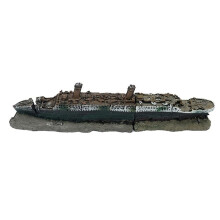 Akvarium Skeppsvrak Fisktank Landskapsarkitektur Hartshantverk Broken Ship Ornaments,A