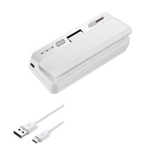 Bag Sealer, USB-Laddare PotatischipspåSar Heat Sealer Capper, ÅTerföRslutningar Snack PlastpåSe Heat Seal och Cutter Vit