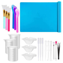 Set di Strumenti In Resina 22 Pezzi, Foglio In Silicone A3, Misurini da 100 Ml, Tazze di Miscelazione In Silicone, Pennelli In Silicone Bastoncini per