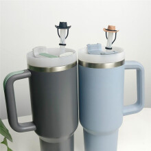 4 Pack Silicone Cowboy Hat Straw Covers Cap Compatible with Cup 30 40 Oz, Cute Funny Tumbler Straw Topper