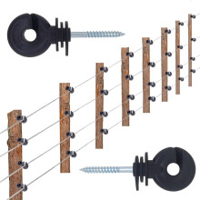 Electric Fence Insulator Screw-in Insulator Fence Ring Post Wooden Post Insulator with Insulator Socket Tool,100PCS,B