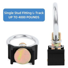 12PCS Single Stud Fitting L Track 4,000LB Capacity with Stainless Steel Round Aluminum Keeper Cargo Control,Silver