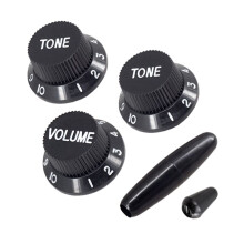 10 Set Plastgitarr Strat-Rattar 1 Volym- och 2 Tonkontrollrattar Set Elgitarr, Svart
