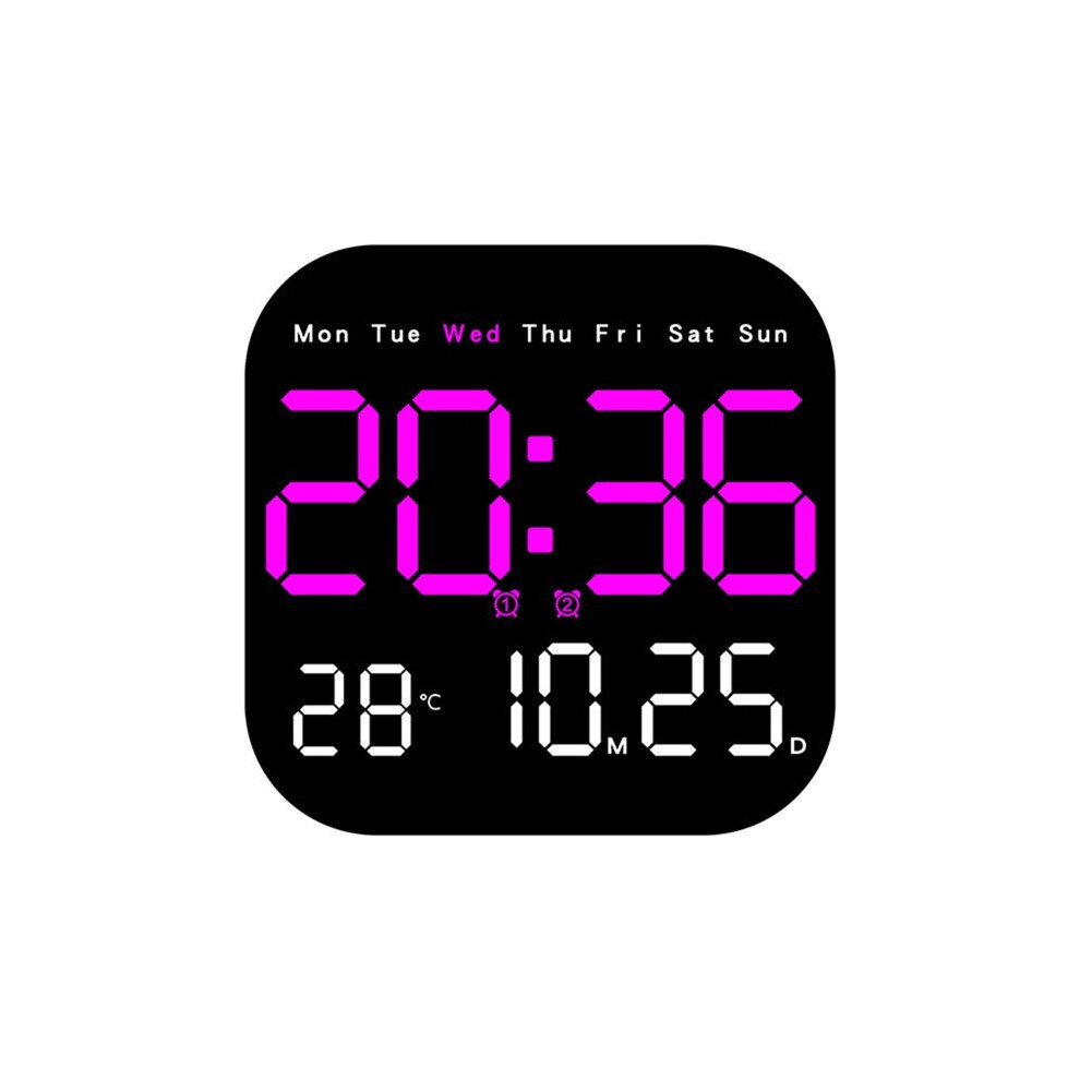 Digital Wall Clocks Temperature Date Week Dispaly Electronic Table Clock 12/24H Wall-Mounted Led Alarm Clock Remote,D 6033318311210