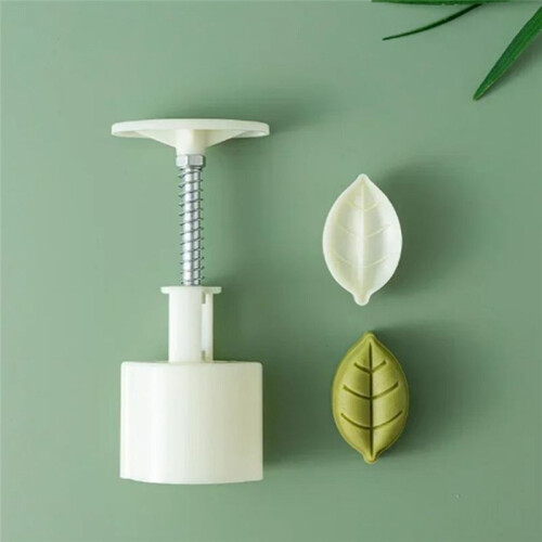 Mooncake Mold Plastic Mooncake Mold Cookie Cutter with Leaf Stamp Hand Press Plunger Pastry Reusable Baking Decor Tools 1