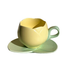 300 Ml Blomformad Keramisk Kaffetulpankopp Tekopp Fat Keramisk Drickskopp Tulpanmugg, B