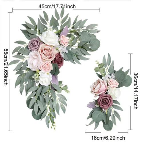 Konstgjorda BröLlopsbåGe Blomstersats Boho Eucalyptus Garland Gardiner BröLlopsdekoration VäLkomstskylt,A 1