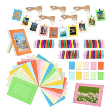 105Pcs 6 Inch Colorful Paper Photo Frames Set for 4 x 6Inch Photo, Hanging Photo Display Frames, Album for Wall Decor