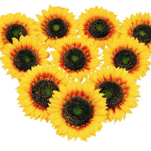 10 Cabezas de Girasol Artificiales, Arreglos de Cabezas de Girasoles de Seda para Fiestas, Bodas, DecoracióN de Girasoles, Manualidades, 5,5 Pulgadas